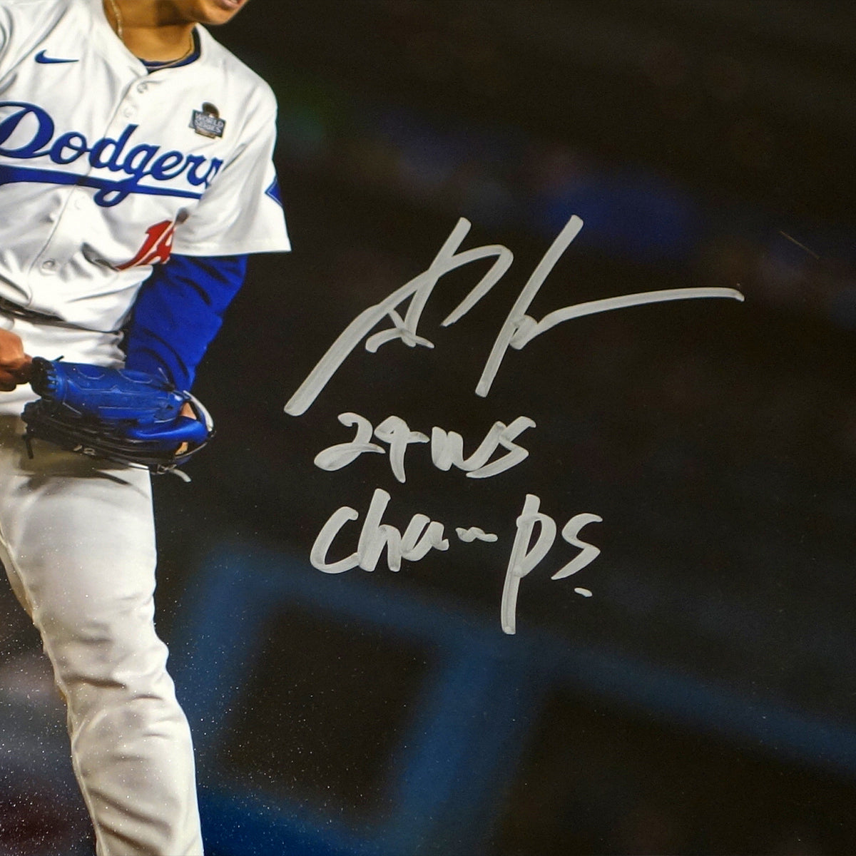 山本由伸直筆サイン入りドジャース2024フォト特製フレーム(24 WS Champs 添書き)