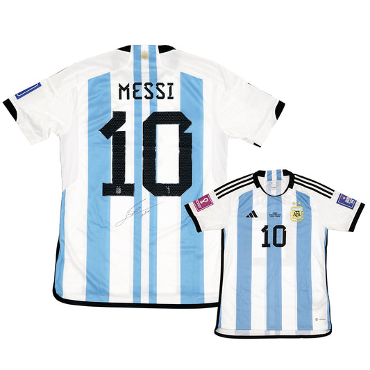 メッシ直筆サイン入り アルゼンチン代表2022ホームユニフォーム特製フレーム(決勝モデル)
